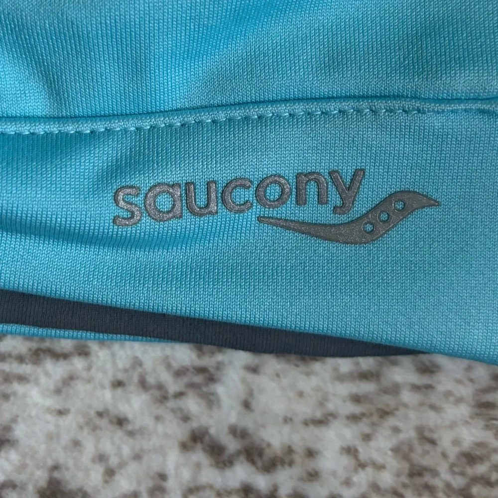 Saucony Bright Blue Running‎ Beanie with Ponytail Hole Workout Athletic Active